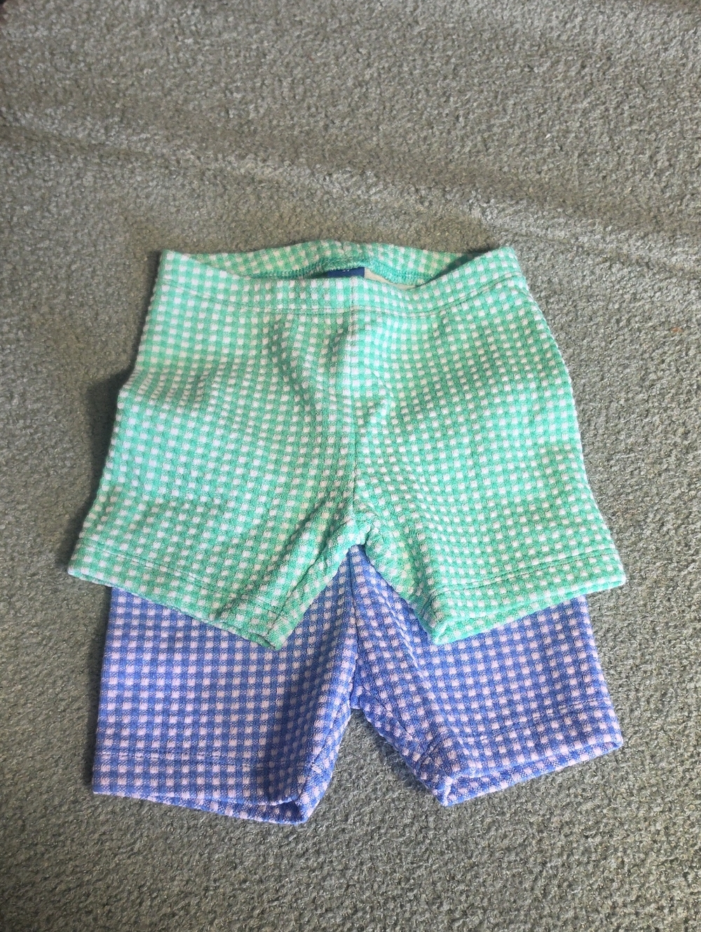Old Navy Toddler Girls Gingham Jersey Biker Shorts 2-Pack Green & Blue